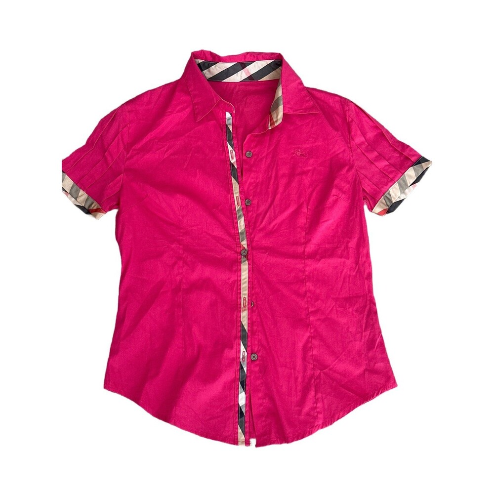 Burberry Check Trim Blouse – Women’s Designer Top Size Small/Medium – Classy!